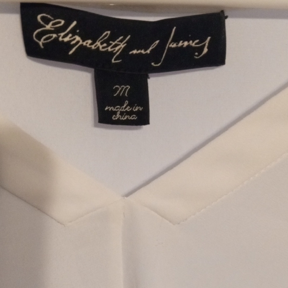 Elizabeth and James Flowing White   W/Cream Cream Sheer 1/4 Back Blouse - Picture 2 of 6
